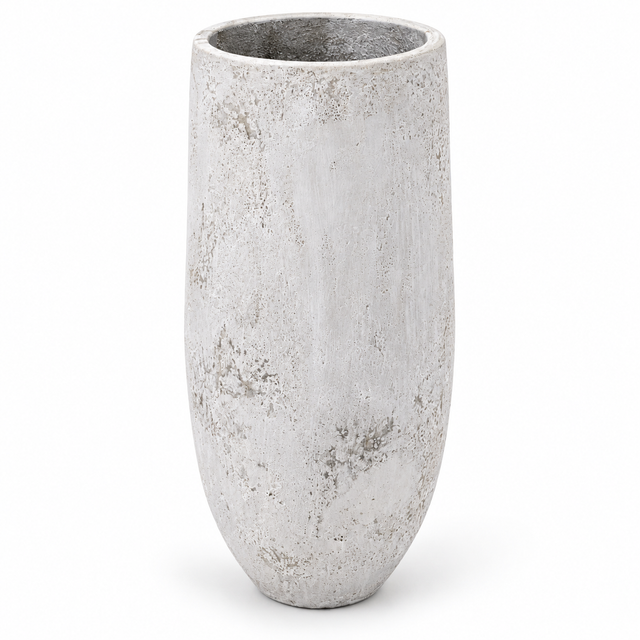 Vase Atoll Azura en béton clair texturé de 39 po, sur fond blanc