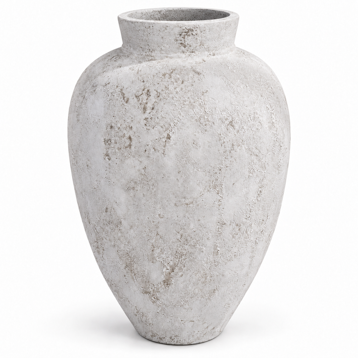 Vase Atoll Azura arrondi en béton clair texturé, format 25 × 25 × 39 po