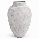 Vase Atoll Azura arrondi en béton clair texturé, format 25 × 25 × 39 po