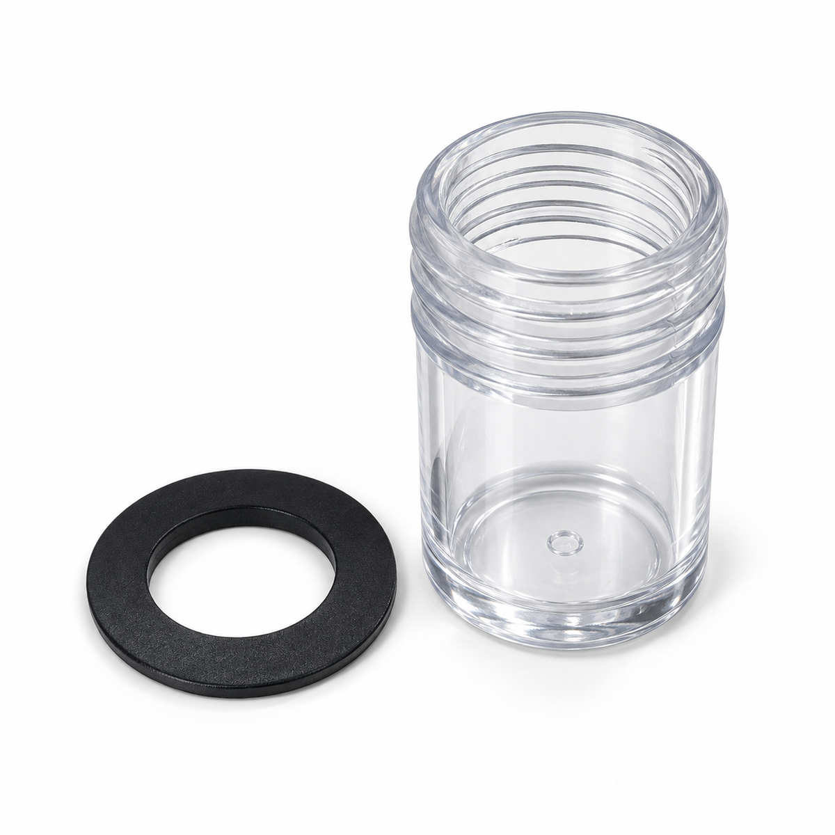 Voyant transparent de backwash MOOV MFXSSGOR et joint d’étanchéité sur fond blanc