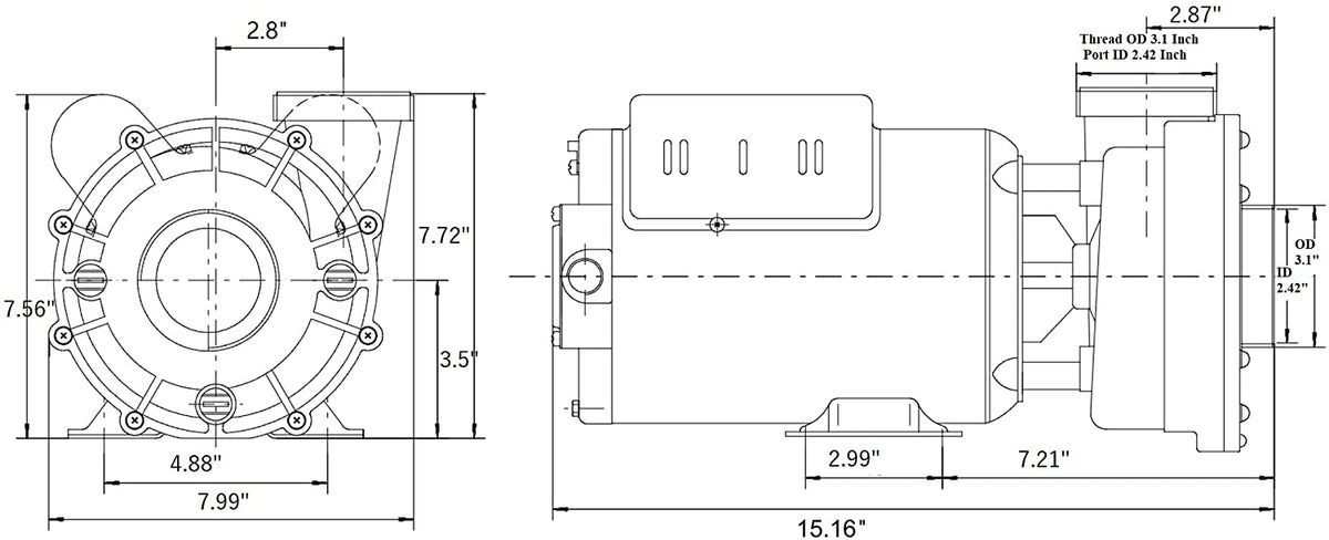 Pompe de spa LX 48WUA1001C-II – 1 HP, 2 vitesses, 115 V