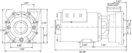LX 48WUA1001C-II spa pump – 1 HP, 2 speeds, 115 V
