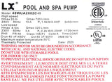 LX 48WUA2002C-II spa pump - 230 V, 2 speeds, 48 Frame