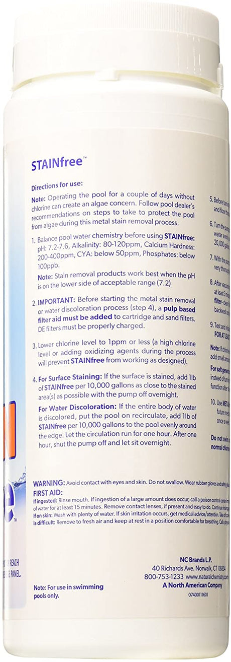 Stain Free – Metal Stain Remover for Pool (793 g) | Citric Acid Treatment